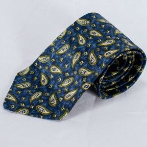 Geoffrey Beene Mens Necktie Tie Blue Beige Paisley